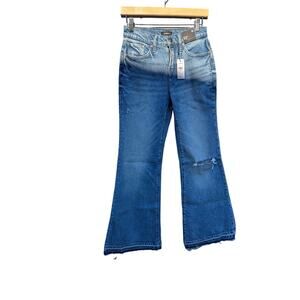 NWT 70's Flare Mid Rise Express Jeans Mid Size Casual Western Buckle Bunny 0